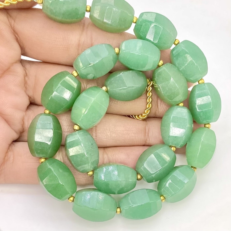 Green Aventurine 14-14.5mm Step Cut Barrel Shape AAA Grade Gemstone Beads Strand - Total 1 Strand of 13 Inch.