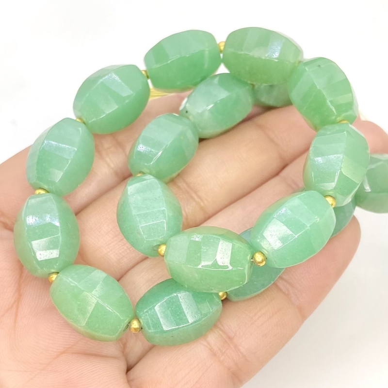 Green Aventurine 14-14.5mm Step Cut Barrel Shape AAA Grade Gemstone Beads Strand - Total 1 Strand of 13 Inch.