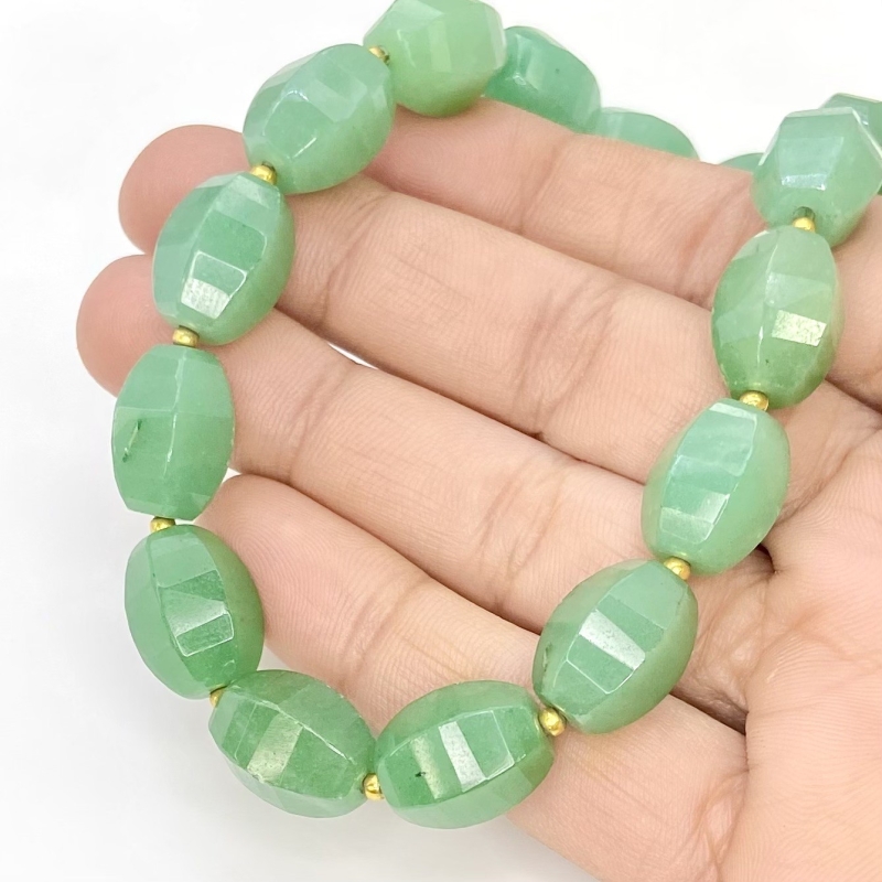 Green Aventurine 14-14.5mm Step Cut Barrel Shape AAA Grade Gemstone Beads Strand - Total 1 Strand of 13 Inch.