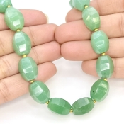 Green Aventurine 14-14.5mm Step Cut Barrel Shape AAA Grade Gemstone Beads Strand - Total 1 Strand of 13 Inch.