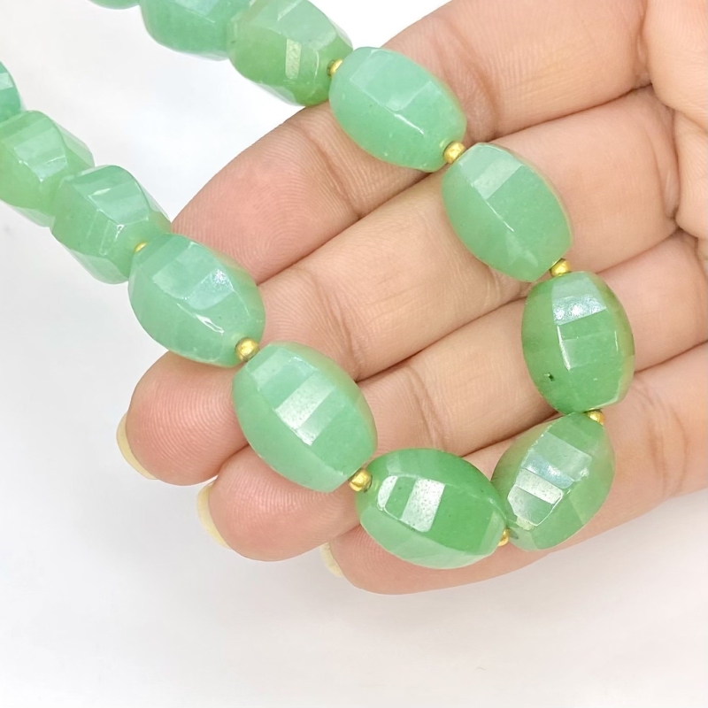 Green Aventurine 14-14.5mm Step Cut Barrel Shape AAA Grade Gemstone Beads Strand - Total 1 Strand of 13 Inch.