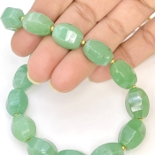 Green Aventurine 14-14.5mm Step Cut Barrel Shape AAA Grade Gemstone Beads Strand - Total 1 Strand of 13 Inch.