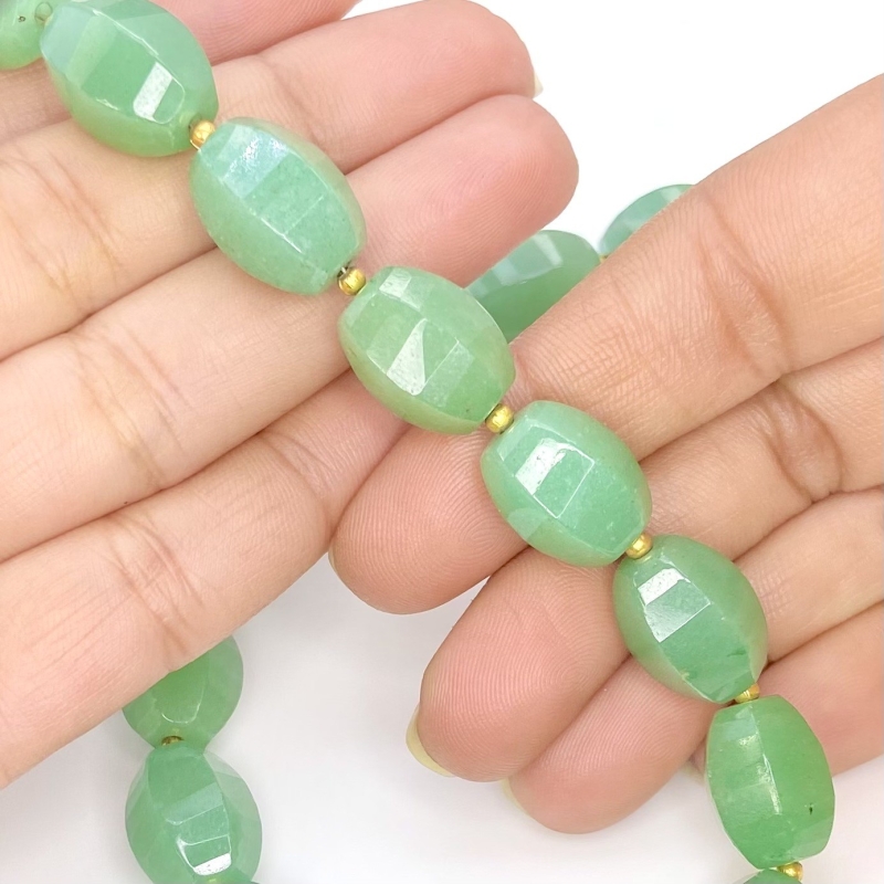 Green Aventurine 14-14.5mm Step Cut Barrel Shape AAA Grade Gemstone Beads Strand - Total 1 Strand of 13 Inch.