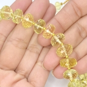 Lemon Quartz 8.5-13mm Faceted Rondelle Shape AAA+ Grade Gemstone Beads Strand - Total 1 Strand of 16 Inch.