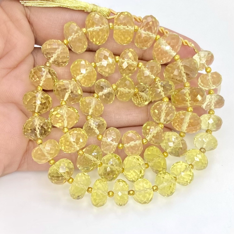 Lemon Quartz 8.5-13mm Faceted Rondelle Shape AAA+ Grade Gemstone Beads Strand - Total 1 Strand of 16 Inch.