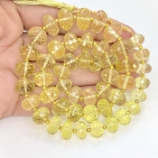 Lemon Quartz 8.5-13mm Faceted Rondelle Shape AAA+ Grade Gemstone Beads Strand - Total 1 Strand of 16 Inch.