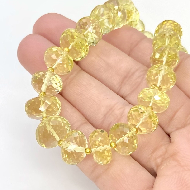Lemon Quartz 8.5-13mm Faceted Rondelle Shape AAA+ Grade Gemstone Beads Strand - Total 1 Strand of 16 Inch.