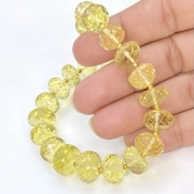 Lemon Quartz 8.5-13mm Faceted Rondelle Shape AAA+ Grade Gemstone Beads Strand - Total 1 Strand of 16 Inch.