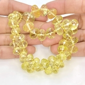 Lemon Quartz 8.5-13mm Faceted Rondelle Shape AAA+ Grade Gemstone Beads Strand - Total 1 Strand of 16 Inch.