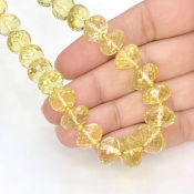 Lemon Quartz 8.5-13mm Faceted Rondelle Shape AAA+ Grade Gemstone Beads Strand - Total 1 Strand of 16 Inch.
