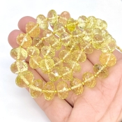Lemon Quartz 8.5-13mm Faceted Rondelle Shape AAA+ Grade Gemstone Beads Strand - Total 1 Strand of 16 Inch.