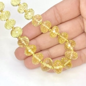 Lemon Quartz 8.5-13mm Faceted Rondelle Shape AAA+ Grade Gemstone Beads Strand - Total 1 Strand of 16 Inch.