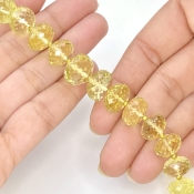 Lemon Quartz 8.5-13mm Faceted Rondelle Shape AAA+ Grade Gemstone Beads Strand - Total 1 Strand of 16 Inch.