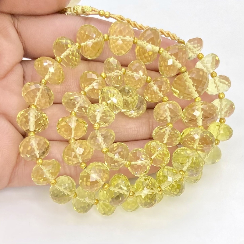 Lemon Quartz 8.5-13mm Faceted Rondelle Shape AAA+ Grade Gemstone Beads Strand - Total 1 Strand of 16 Inch.