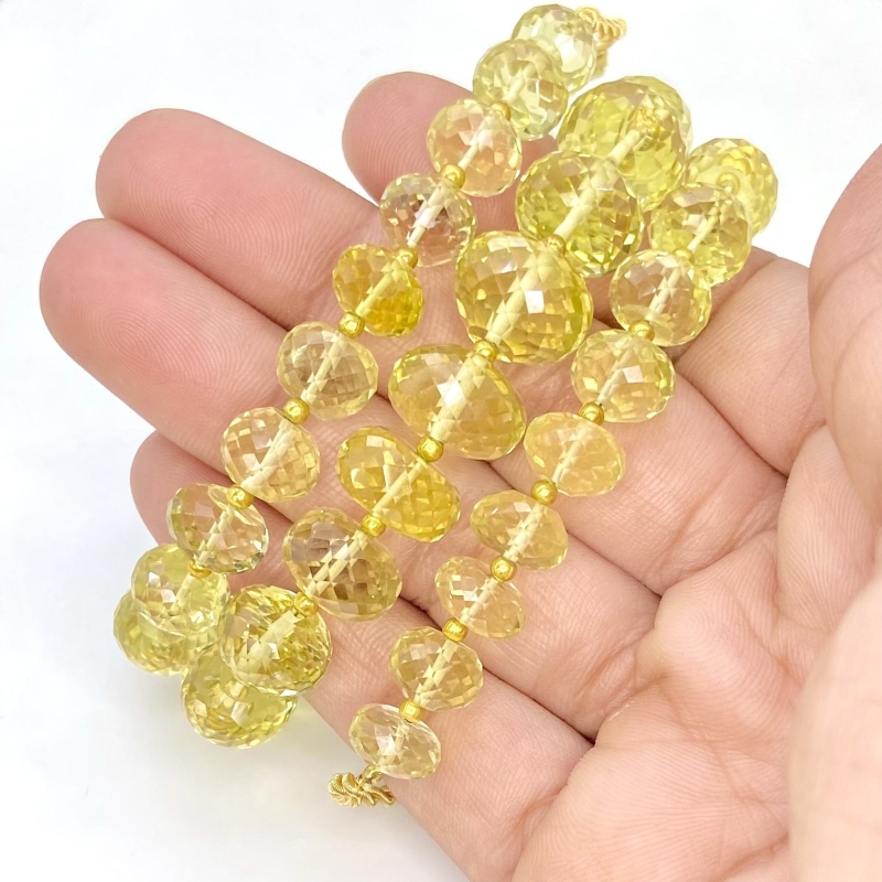 Lemon Quartz 8.5-13mm Faceted Rondelle Shape AAA+ Grade Gemstone Beads Strand - Total 1 Strand of 16 Inch.
