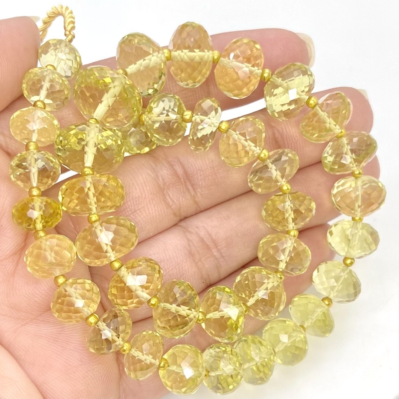 Lemon Quartz 8.5-13mm Faceted Rondelle Shape AAA+ Grade Gemstone Beads Strand - Total 1 Strand of 16 Inch.