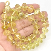 Lemon Quartz 8.5-13mm Faceted Rondelle Shape AAA+ Grade Gemstone Beads Strand - Total 1 Strand of 16 Inch.