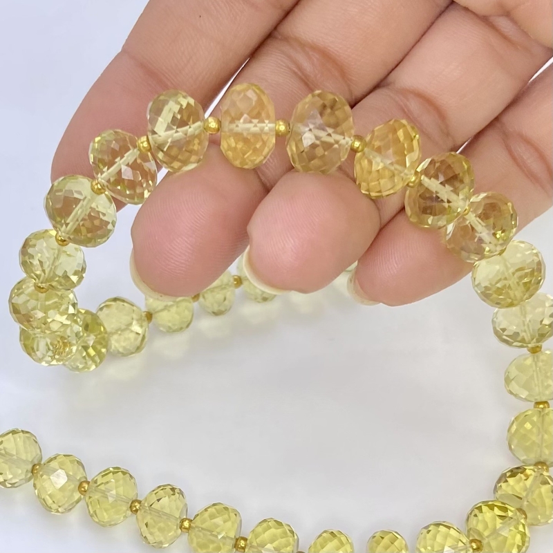Lemon Quartz 8-11mm Faceted Rondelle Shape AAA+ Grade Gemstone Beads Strand - Total 1 Strand of 16 Inch.