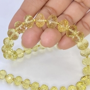 Lemon Quartz 8-11mm Faceted Rondelle Shape AAA+ Grade Gemstone Beads Strand - Total 1 Strand of 16 Inch.