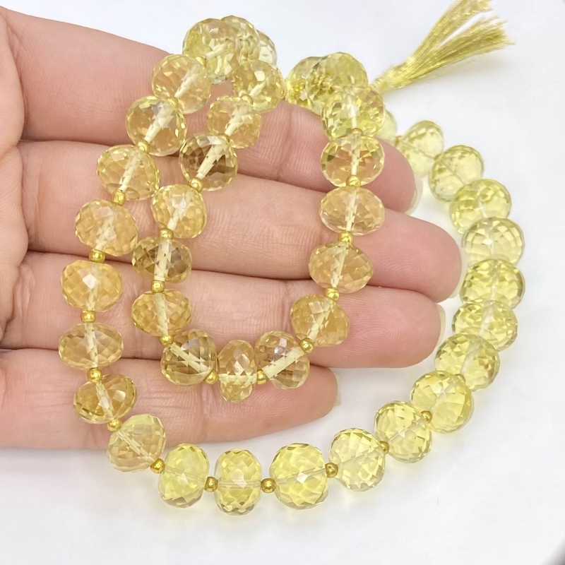 Lemon Quartz 8-11mm Faceted Rondelle Shape AAA+ Grade Gemstone Beads Strand - Total 1 Strand of 16 Inch.