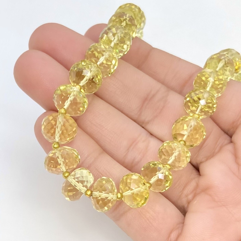 Lemon Quartz 8-11mm Faceted Rondelle Shape AAA+ Grade Gemstone Beads Strand - Total 1 Strand of 16 Inch.
