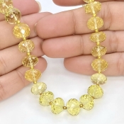 Lemon Quartz 8-11mm Faceted Rondelle Shape AAA+ Grade Gemstone Beads Strand - Total 1 Strand of 16 Inch.