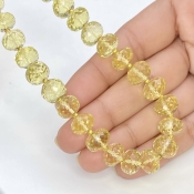 Lemon Quartz 8-11mm Faceted Rondelle Shape AAA+ Grade Gemstone Beads Strand - Total 1 Strand of 16 Inch.
