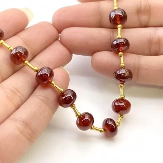 Hessonite Garnet 8.5-9.5mm Smooth Rondelle Shape AAA Grade Gemstone Beads Layout - Total 1 Strand of 11 Inch.