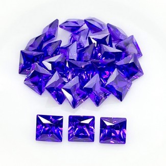  117.75 Carat Tanzanite Blue CZ 8mm Princess Cut Square Shape AAA Grade Gemstones Parcel - Total 25 Pcs.