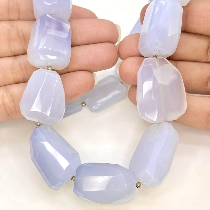 Blue Chalcedony 19-28mm Step Cut Nugget Shape AA+ Grade Gemstone Beads Strand - Total 1 Strand of 16 Inch.