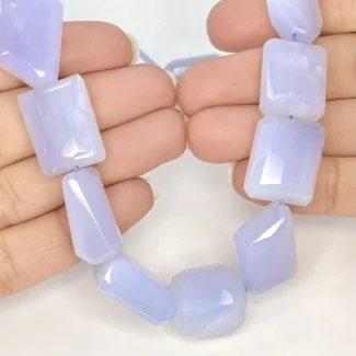 Natural Blue Chalcedony 13-19mm Step Cut Nugget Shape AA+ Grade Gemstone Beads Strand - Total 1 Strand of 15 Inch.