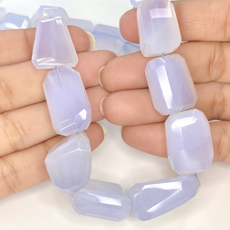 Blue Chalcedony 14-26mm Step Cut Nugget Shape AA+ Grade Gemstone Beads Strand - Total 1 Strand of 18 Inch.