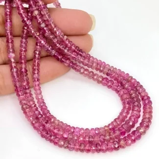 Pink Tourmaline 2.5-5mm Faceted Rondelle Shape AA Grade Gemstone Beads Strand - Total 1 Strand of 16 Inch.