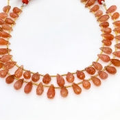 Sun Stone 8.5-13mm Briolette Drop Shape A Grade Gemstone Beads Lot - Total 10 Strands of 9 Inch.