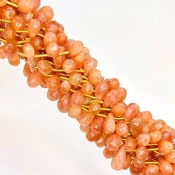 Sun Stone 7-11mm Briolette Drop Shape A Grade Gemstone Beads Lot - Total 13 Strands of 9 Inch.