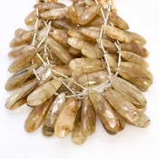 Golden Rutile 20-33mm Briolette Pear Shape AA+ Grade Gemstone Beads Lot - Total 6 Strands of 9 Inch.