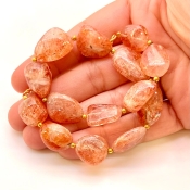 Sun Stone 13-19mm Smooth Nugget Shape AA Grade Gemstone Beads Strand - Total 1 Strand of 10 Inch.