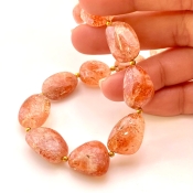 Sun Stone 13-19mm Smooth Nugget Shape AA Grade Gemstone Beads Strand - Total 1 Strand of 10 Inch.
