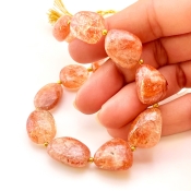 Sun Stone 13-19mm Smooth Nugget Shape AA Grade Gemstone Beads Strand - Total 1 Strand of 10 Inch.