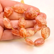 Sun Stone 13-19mm Smooth Nugget Shape AA Grade Gemstone Beads Strand - Total 1 Strand of 10 Inch.