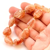 Sun Stone 13-19mm Smooth Nugget Shape AA Grade Gemstone Beads Strand - Total 1 Strand of 10 Inch.