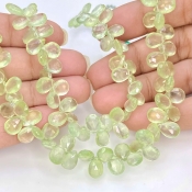 Prehnite 8-9mm Briolette Pear Shape AAA Grade Gemstone Beads Strand - Total 1 Strand of 8 Inch.