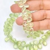 Prehnite 8-9mm Briolette Pear Shape AAA Grade Gemstone Beads Strand - Total 1 Strand of 8 Inch.