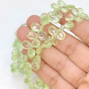 Prehnite 8-9mm Briolette Pear Shape AAA Grade Gemstone Beads Strand - Total 1 Strand of 8 Inch.