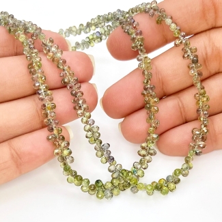 Green Sapphire 2.5-5mm Briolette Drop Shape AAA Grade Gemstone Beads Strand - Total 1 Strand of 15 Inch.
