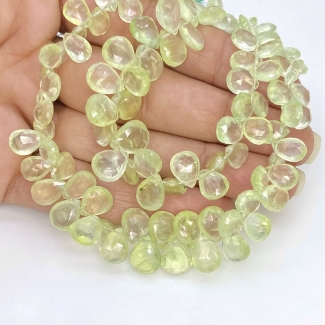 Prehnite 7-10mm Briolette Pear Shape AAA Grade Gemstone Beads Strand - Total 1 Strand of 8 Inch.