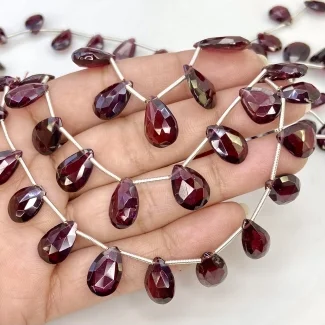 Garnet 10.5-15.5mm Briolette Pear Shape AA Grade Gemstone Beads Lot - Total 6 Strands of 8 Inch.
