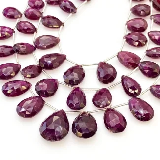 Garnet 13-21mm Briolette Pear Shape AA Grade Gemstone Beads Lot - Total 3 Strands of 8 Inch.