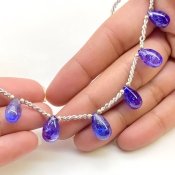 Tanzanite 10.5-13.5mm Smooth Drop Shape AA+ Grade Gemstone Beads Layout - Total 1 Strand of 8 Inch.