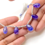 Tanzanite 10.5-13.5mm Smooth Drop Shape AA+ Grade Gemstone Beads Layout - Total 1 Strand of 8 Inch.